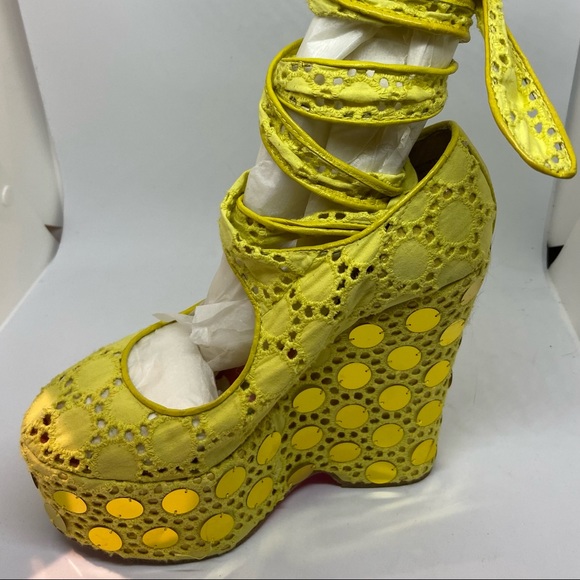 Vintage Betsy Johnson Sequin Platform Wedges - Picture 7 of 7